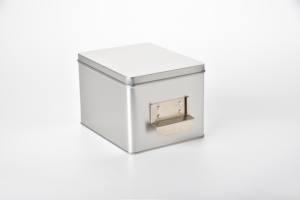 Square Compact Silver <b>Storage</b> <b>Small</b> Silver Gift Tin <b>Box</b> With Card Holder Re 180X146X125 - Product Image 5