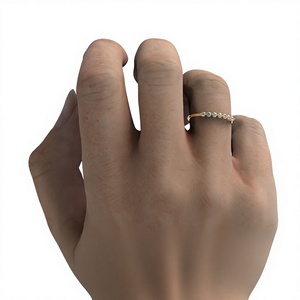 Anillo Minimalista de Oro de 18K y 14K con Diamante Cultivado en Laboratorio de Corte Brillante Redondo, Banda Festoneada para Aniversario, Regalo, Anillo de Boda Apilable - Product Image 6