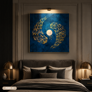 Arte Mural de Paisaje Art Deco Hecho a Mano en Vietnam con Hoja de Oro, Pintura Premium en Lámina Metálica, OEM ODM, Lujo para Cumpleaños y Hogar - Product Image 3