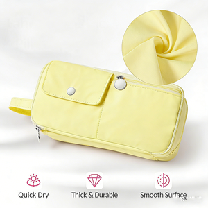 Étui à crayons esthétique pour filles, doux au toucher, simple, portable, pour l'école, avec fermeture éclair métallique brillante - Product Image 4