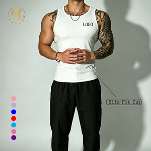 Camiseta sin mangas transpirable para hombre, ajustada, acanalada, para gimnasio, correr, top atlético, camiseta muscular - Product Image 3