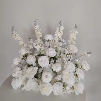 Composition florale en soie réaliste pour mariage, décoration de fond de fête, boule de fleurs artificielles blanches pour allée centrale