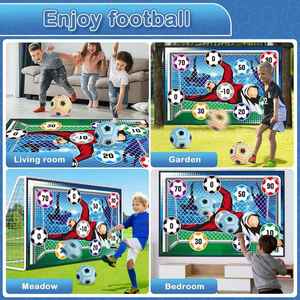 <span class=keywords><strong>Jeu</strong></span> de football avec 2 ballons, tapis de cible de football pour enfants pour la cour, ensemble de fléchettes de football adhésives avec piquets de sol - Product Image 5