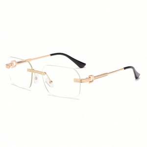 Lunettes de soleil carrées sans monture rétro tendance 2022 pour femmes, verres dégradés, lunettes de soleil aviateur en alliage pour hommes - Product Image 6