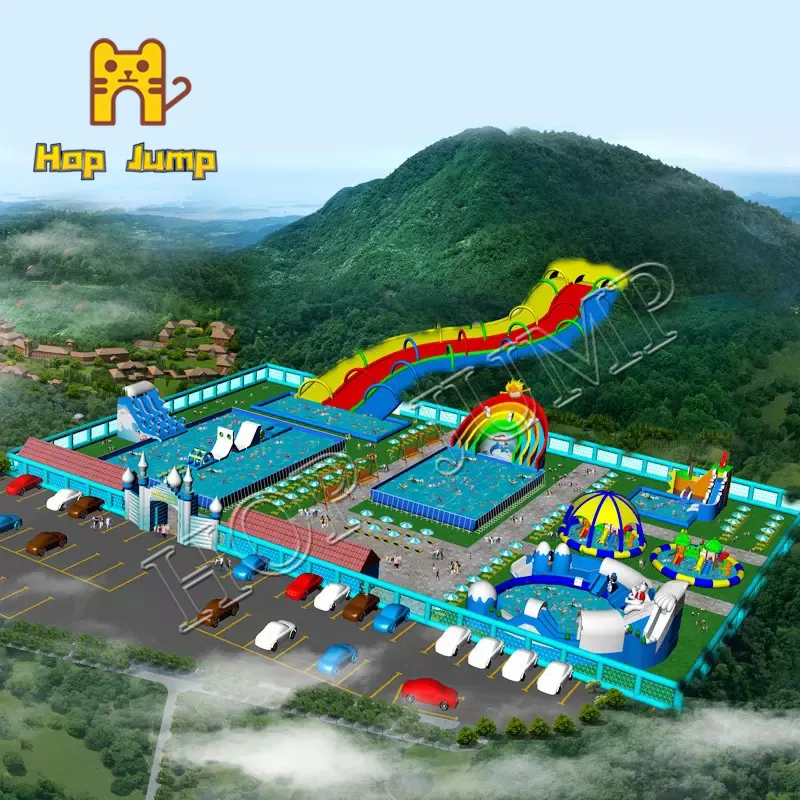 Outdoor Popular amusement ground water park design Inflatable land Water Playground inflatable water amusement park games