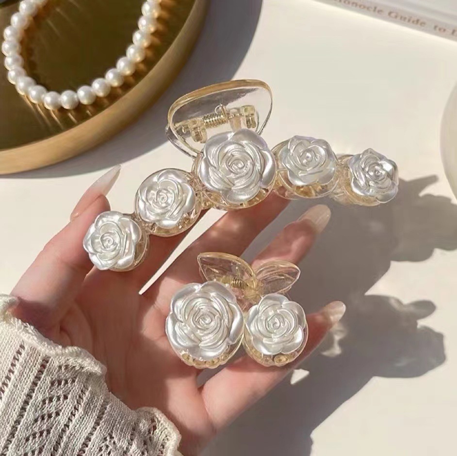 White Rose Hair Clips - Elegant Accessories for Women