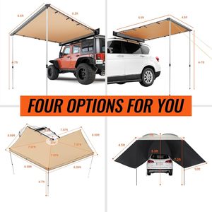 Auvent de véhicule 6,6x8,2 pieds, pare-soleil rétractable pour barre de <span class=keywords><strong>toit</strong></span>, protection UV50+ PU3000mm, auvent latéral de voiture résistant aux intempéries pour SUV - Product Image 2