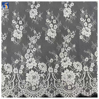 Tissu en dentelle blanche élégante YX713 en gros, motifs floraux délicats, tissu en dentelle à franges pour jupe et nappe