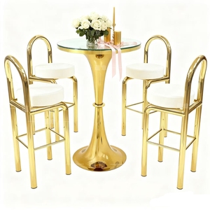 Muebles de Bar de Diseño Único, <span class=keywords><strong>Taburetes</strong></span> de Bar <span class=keywords><strong>y</strong></span> Mesa Alta de Acero Inoxidable Dorado - Product Image 1
