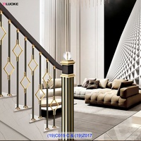 Piliers et colonnes décoratifs modernes de luxe pour villa européenne en aluminium et laiton, avec motifs sculptés, finition or K, 950 mm