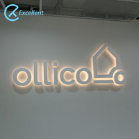 Letrero personalizado con letras retroiluminadas de acero, letrero con letras iluminadas con halo de acero, letrero de iluminación de aluminio con logotipo Led 3D para tienda