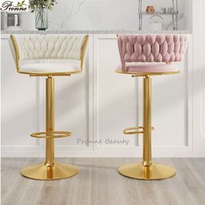 China Unique Design Beauty Salon Rattan <strong>Tall</strong> Adjustable Kitchen Chair Modern Velvet Swivel bar <strong>Stool</strong> - Product Image 5
