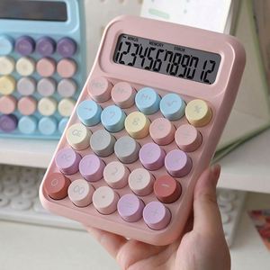 12-Digit Large LCD Display Plastic Mechanical Pushbutton Color Calculator Gradient AAA Battery Powered Easy <b>Press</b> <b>Buttons</b> Office - Product Image 3