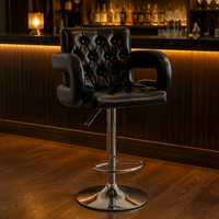 Chaise de bar JOHOOFURNITURE en cuir PU noir capitonnée, réglable en hauteur, vente en gros, banc de bar, hauteur de comptoir de restaurant