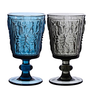 Samyo vente en gros mexique pressé en relief bleu coloré Vintage verre à <span class=keywords><strong>vin</strong></span> <span class=keywords><strong>rouge</strong></span> verres à gobelet - Product Image 1