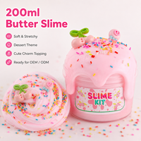 200ml beurre Slime tasse cerise rose Dessert thème doux extensible charme garniture OEM couleur personnalisée parfum marque privée en gros