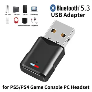 Adaptor Audio Bluetooth nirkabel, penerima adaptor Headphone untuk konsol Game ps5/ps4, Headset PC 2 in 1, USB Bluetooth 5.3 Dongle