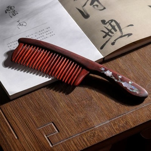 Chinese Style Mother-of-Pearl <strong>Inlaid</strong> Hair Comb Handmade Mother-of-Pearl <strong>Inlaid</strong> Plum Blossom <strong>Wooden</strong> Comb - Product Image 2