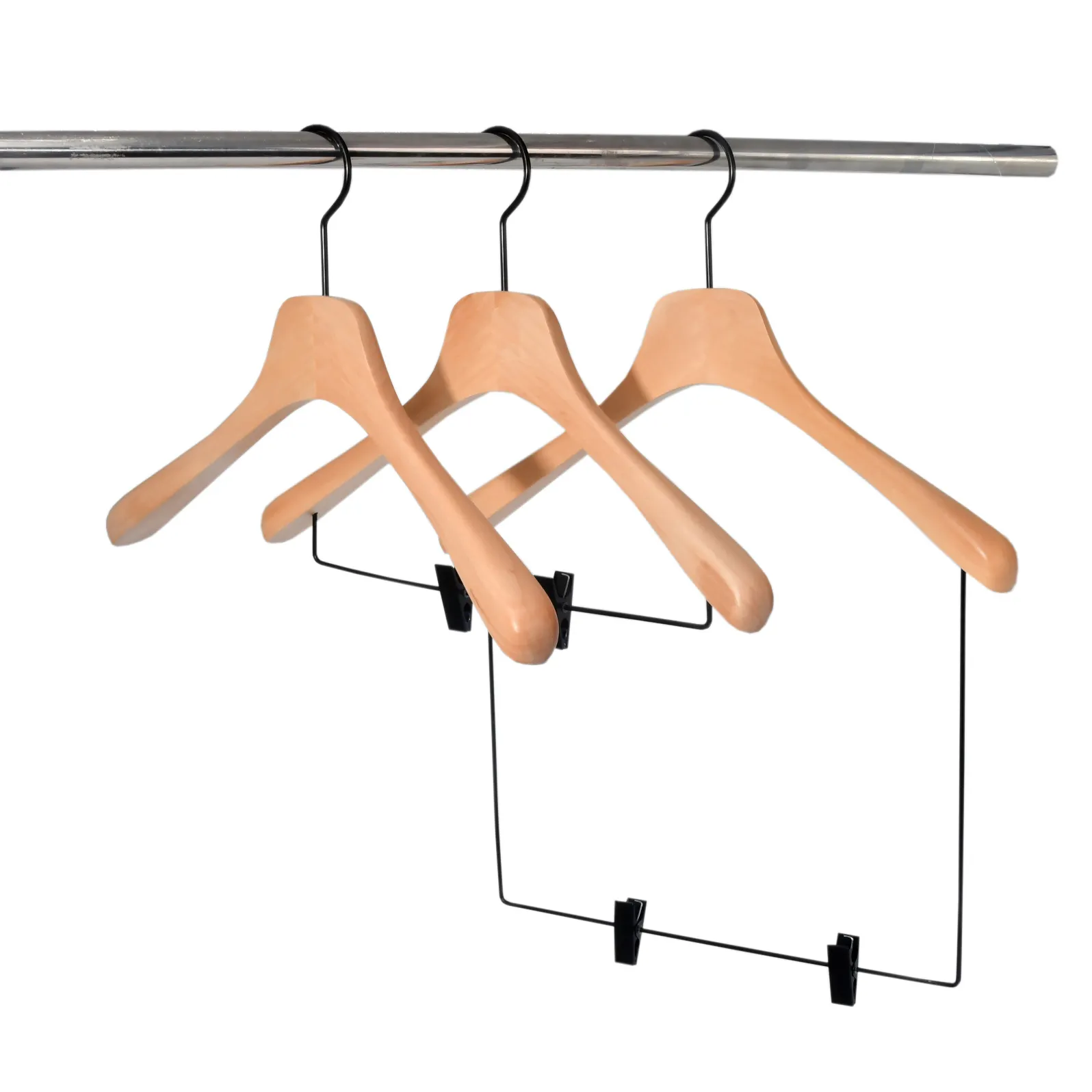 Professional Designer Coat Hanger Custom Luxury Natural Wood Suit Clothes Hanger for Clothing