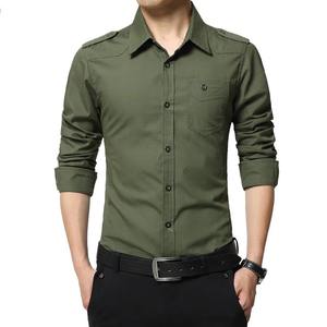 Chemises pour hommes à col rabattu et manches longues, chemise de bureau formelle, 100% coton satiné, couleur unie, vente en gros - Product Image 1