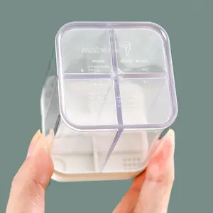 Dispensador de especias 4 en 1, contenedor de rejilla múltiple transparente, 4 compartimentos, agitador de condimentos para barbacoa, agitadores de sal y pimienta de plástico