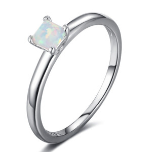 Soild 925スターリングシルバー繊細なジュエリーリングオーストラリア天然オパールリング - Product Image 1