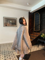 2025 Herbst/Winter Neuer Nerzfell-Strickmantel Samt-Qualität Damen Mittellanger Vintage-Poncho mit Quadratischem Kragen