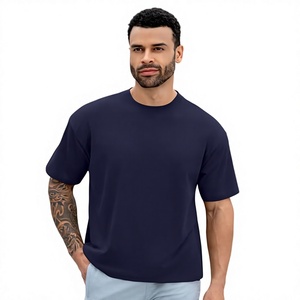 Camiseta de Manga Corta Azul Marino para Hombre, Corte Regular, Cuello Redondo Informal, Algodón Jersey, Color Sólido, Diseño Liso, Beazer Sports 220g - Product Image 1