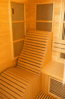Ruang Sauna Inframerah Kayu Hemlock 3 Orang Langsung dari Pabrik, 2 Kursi Santai, Pemanas Serat Karbon, EMF Rendah, Spektrum Penuh, Spa Rumah Dalam Ruangan