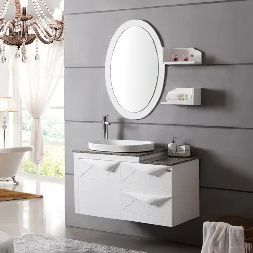 Mdf rắn gỗ hình đặc biệt phòng tắm kết hợp hiện đại Rock slab nhà vệ sinh rửa mặt thông minh