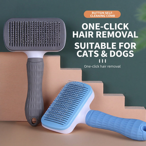 Cepillo autolimpiable Wheat One Click para mascotas, peine desenredante para perros y gatos - Product Image 1