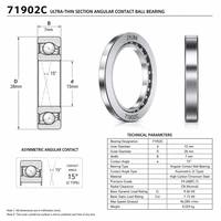 Rodamiento de Bolas de Contacto Angular Ultraligero JYJM OEM 71902C 15x28x7mm 15 Grados de Alta Velocidad para Ejes de Máquinas Herramienta y Motores
