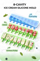 UNIMOULD ICE-2 Eco-vriendelijke Anti-aanbak Anti-slip Fruit Dieren Geometrische 3D Siliconen IJslolly Fondant Chocolade Reep Vorm
