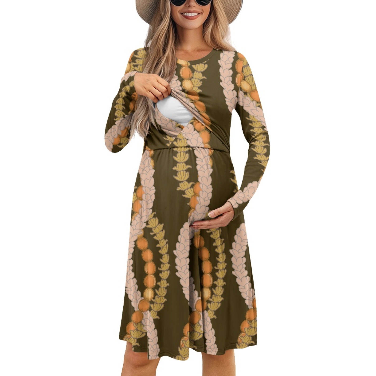 sachin and babi light blue dress Maternity Dresses Hawaiian Maxi Dress With Sleeves Long Sleeve Empire Waist  Maxi Dress