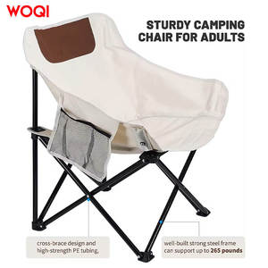 Chaise de camping pliable Woqi, cadre en aluminium, tissu Oxford, chaise de jardin, blanc ivoire - Product Image 3