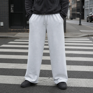 Pantalon de jogging en molleton bouclette personnalisé pour homme, haute qualité, avec logo sérigraphié, coupe ample et épaisse - Product Image 2