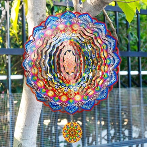 Molino de Viento 3D Mandala, Molino de Viento Colgante de Acero Inoxidable para Adornos de Jardín, Molinos de Viento Espirales de Plástico con Diseño de Pavo Real - Product Image 6