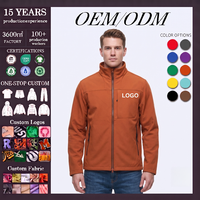 Jaket Softshell Pria Logo Kustom Musim Dingin, Ritsleting Tahan Air Anti Angin, Olahraga Luar Ruangan Berlapis Fleece Termal, Kerah Tegak Kasual