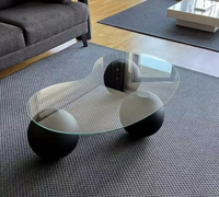 Table basse en verre trempé créative, design rond, style moderne et simple, couleur crème, pour petit appartement