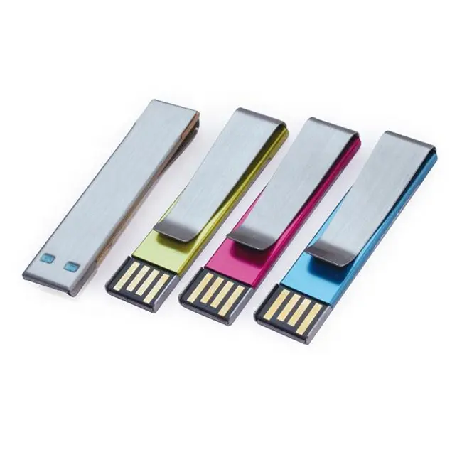 แฟลชไดรฟ์ USB คลิปหนังสือโลหะแบบบางเฉียบ8GB 16GB 64GB ไดรฟ์ปากกา128GB ของขวัญเทศกาล USB 32GB