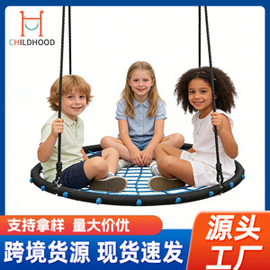 ชิงช้าเด็กแบบตาข่ายกลม 100 ซม. เก้าอี้แขวนรูปทรงรังนก สำหรับใช้กลางแจ้งในบ้านและสวน รับน้ำหนักได้ 500 ปอนด์ ทำจากโลหะและเชือก PE - Product Image 5