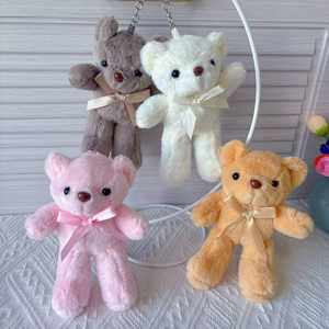 10cm Velvet Teddy Bear Pendant Plush <b>Toy</b> with PP Cotton Filling Wedding Throwing 4-inch Grab Machine Doll Key - Product Image 3