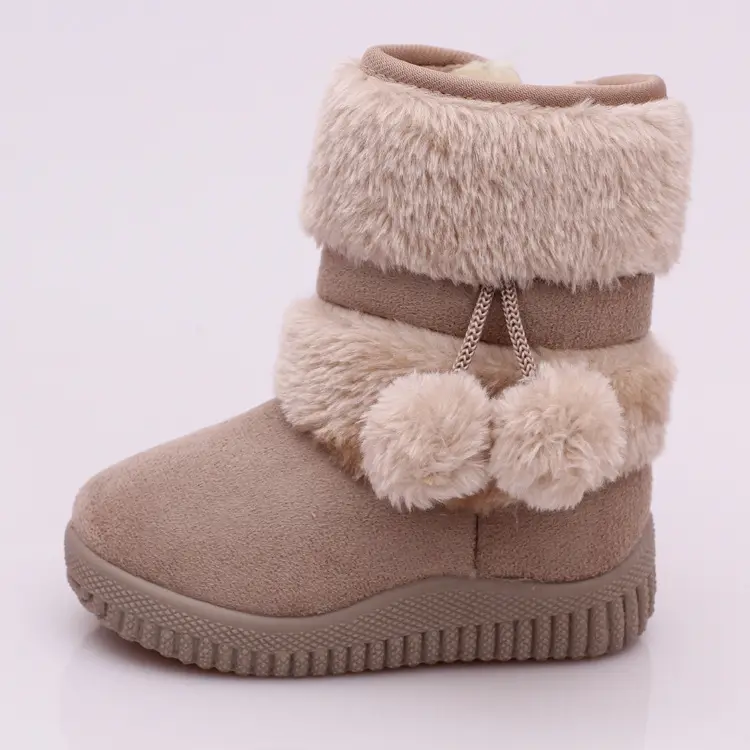 Ivy82078A Wholesale winter classic kids snow boots girls soft sole anti-slip warm combat boots children cotton fuzzy shoes
