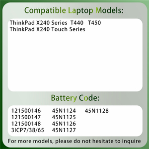 Proveedor Chino <span class=keywords><strong>de</strong></span> Baterías para Portátiles X240-6C 121500146 121500147 121500148 3ICP7/38/65 45N1124 para <span class=keywords><strong>Lenovo</strong></span> HinkPad X240 T440 T450 - Product Image 2