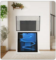 Aquarium rectangulaire moderne de luxe pour poissons d'eau salée, verre blanc ultra-fin, écologique, durable, avec base en bois massif pour salon