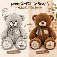 Ours en peluche personnalisé classique aux tons terreux avec badge cœur pour les grossistes et détaillants de produits de Noël
