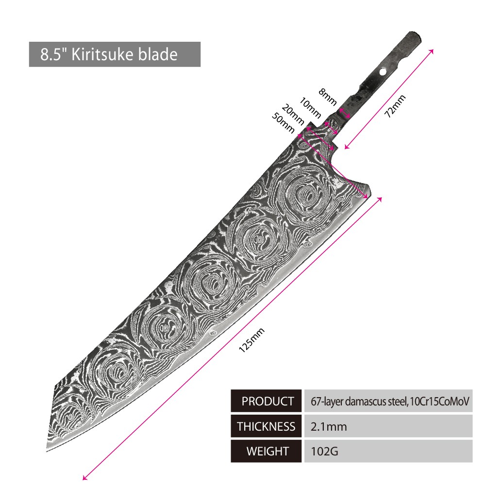 lame Kiritsuke argentée de 8"