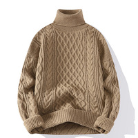 Pull pour homme, tricot épais à col roulé, pull ample, tricot pour homme, automne-hiver