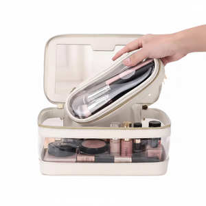 Sac de <span class=keywords><strong>maquillage</strong></span> de voyage imperméable en PVC transparent avec fermeture éclair et poignée souple, logo personnalisé, étui cosmétique de <span class=keywords><strong>luxe</strong></span>, fabricant OEM ODM - Product Image 6