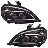 Ensemble de phares LED noirs pour Freightliner Columbia 2001-2014 avec boîtier chromé, réflecteur ambre, lampe avant de camion